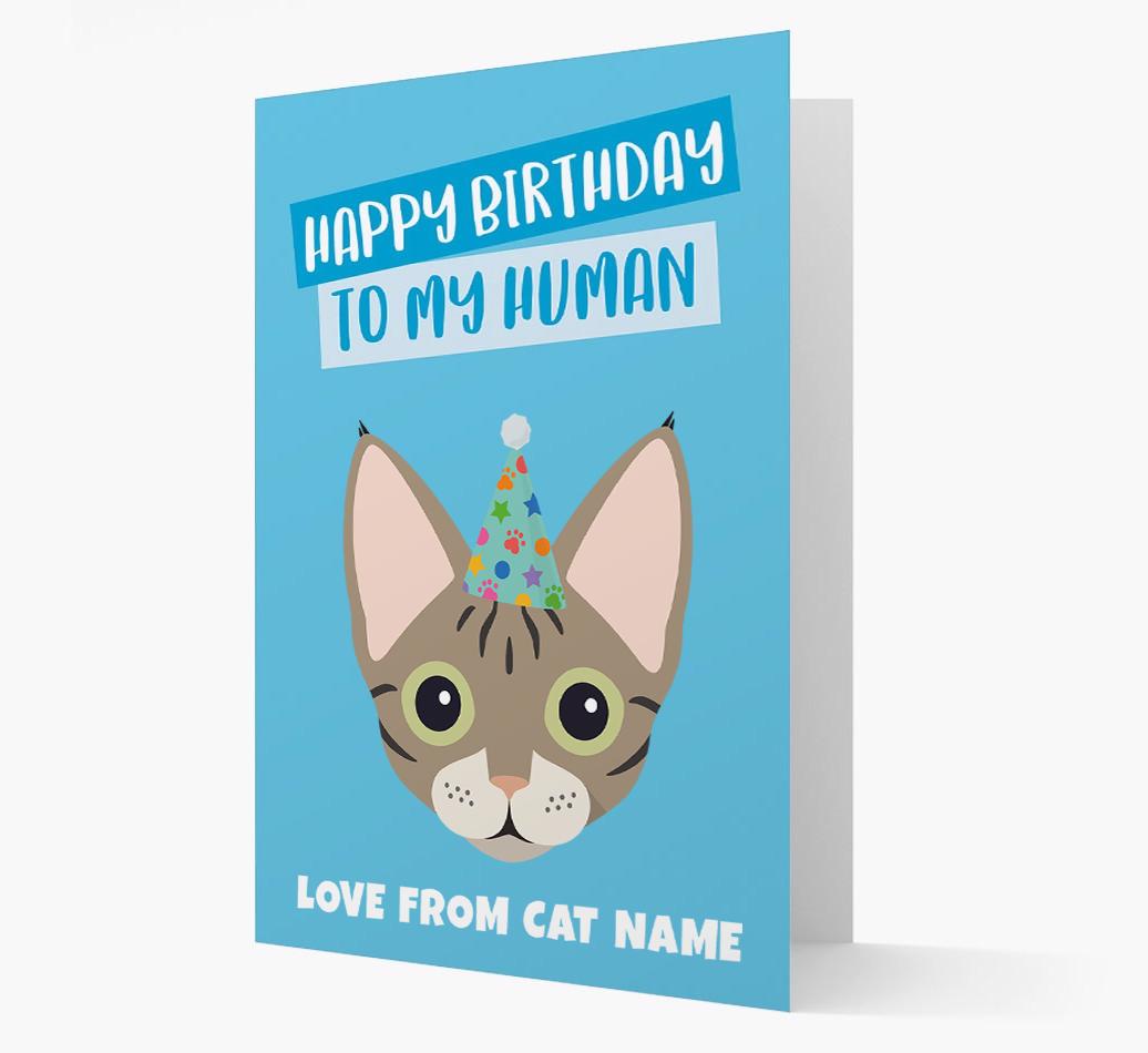 'Happy Birthday to My Human' - Personalized {breedCommonName} Card
