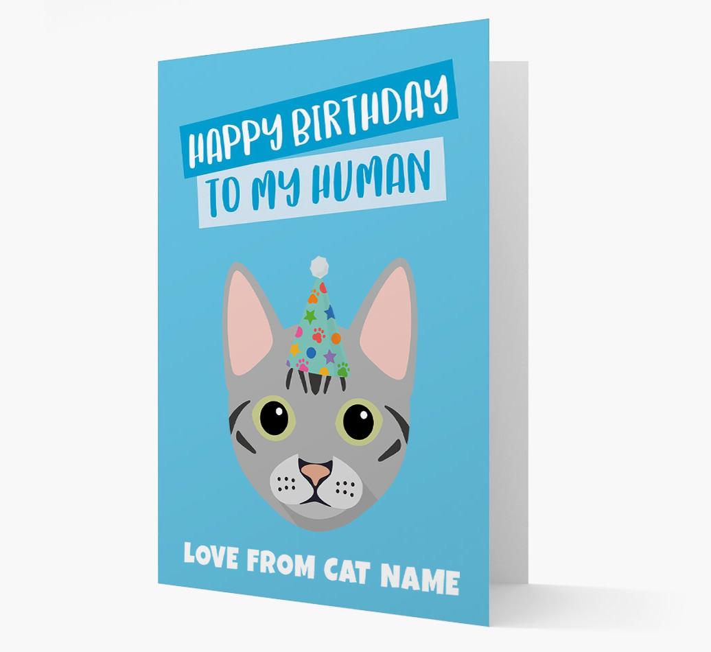 'Happy Birthday to My Human' - Personalized {breedCommonName} Card