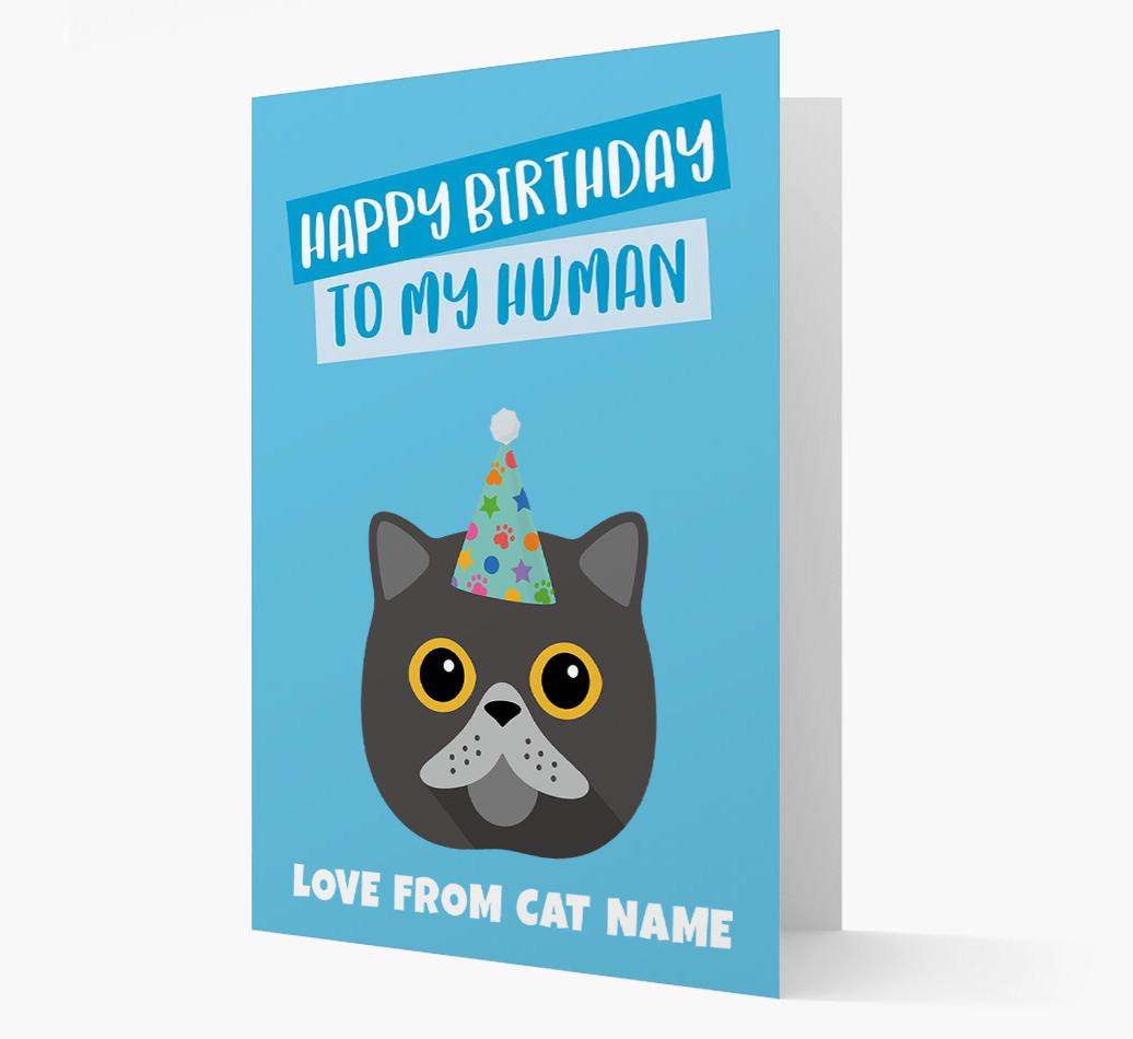 'Happy Birthday to My Human' - Personalized {breedCommonName} Card
