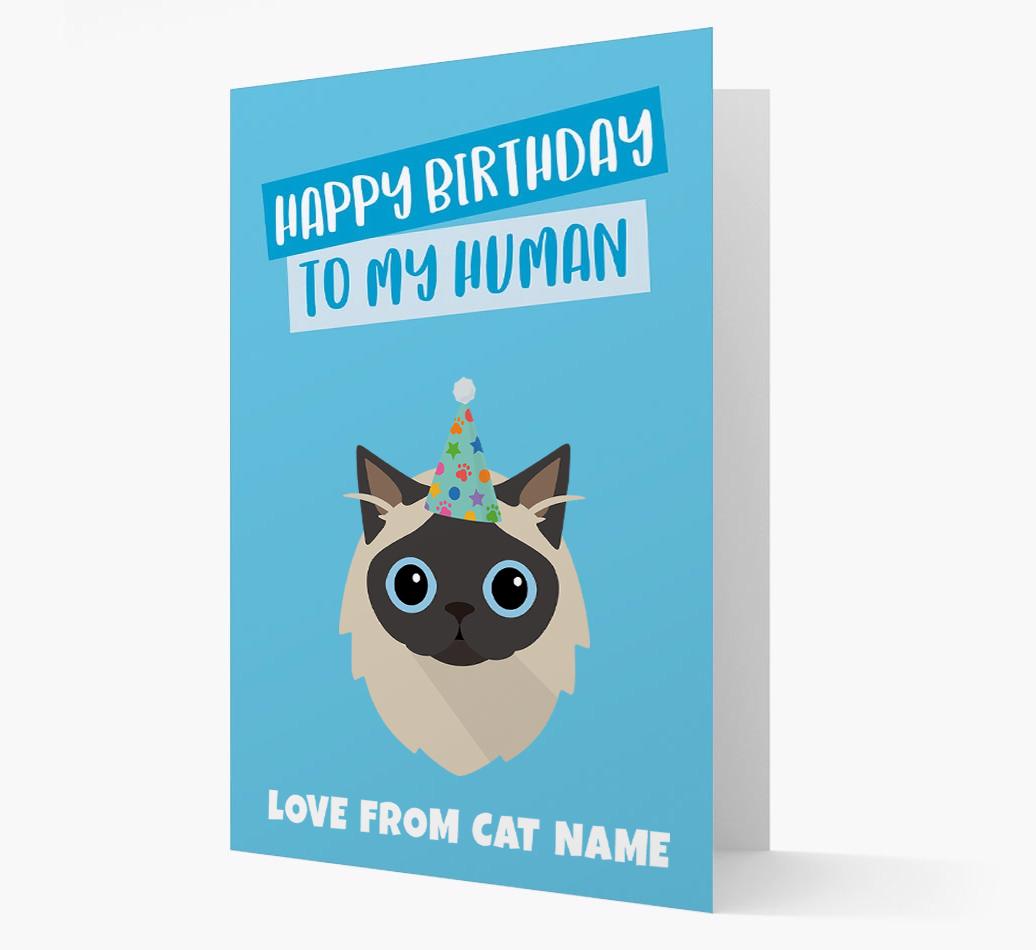 'Happy Birthday to My Human' - Personalized {breedCommonName} Card