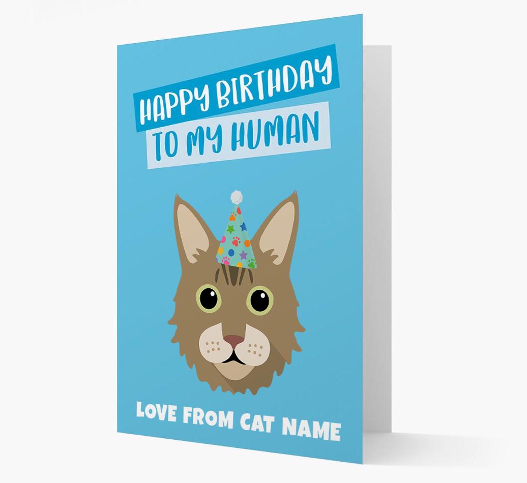 'Happy Birthday to My Human' - Personalized {breedCommonName} Card