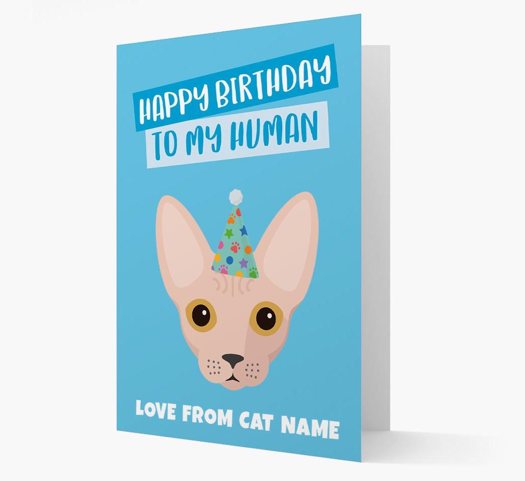 'Happy Birthday to My Human' - Personalized {breedCommonName} Card