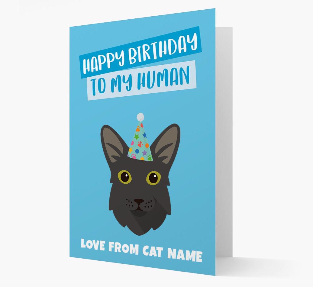 'Happy Birthday to My Human' - Personalized {breedCommonName} Card