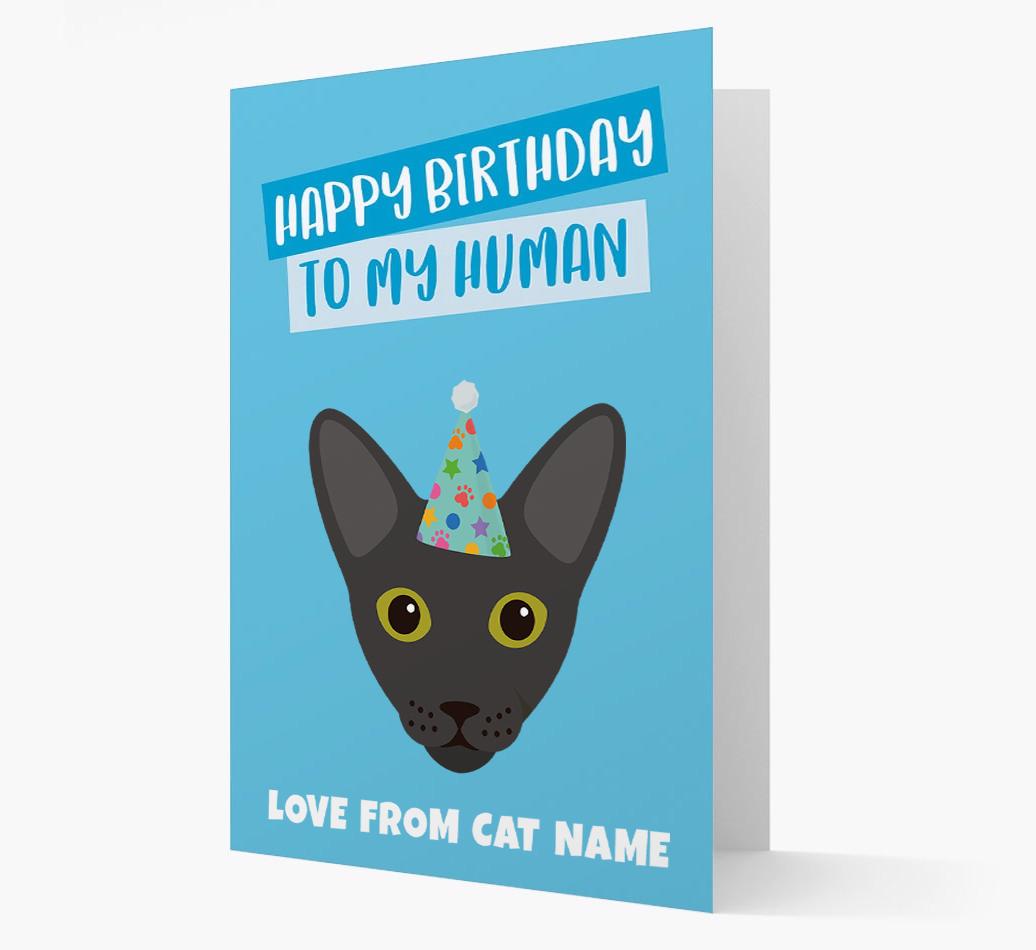 'Happy Birthday to My Human' - Personalized {breedCommonName} Card