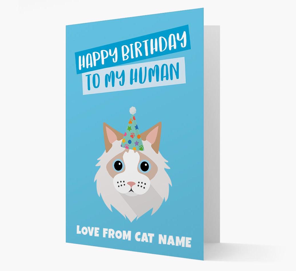 'Happy Birthday to My Human' - Personalized {breedCommonName} Card