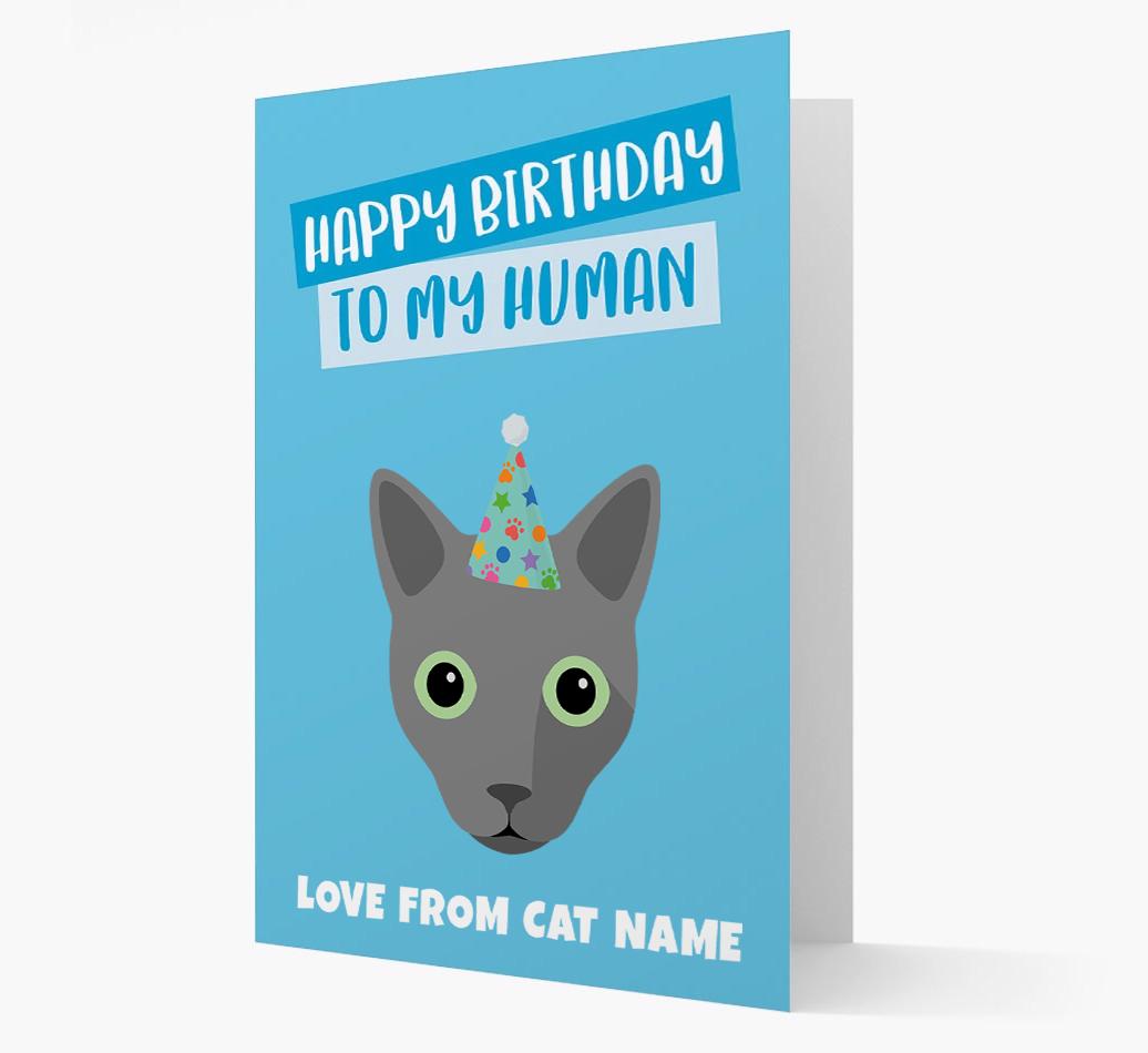'Happy Birthday to My Human' - Personalized {breedCommonName} Card