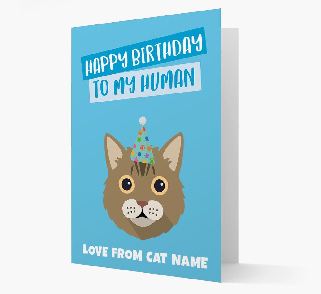 'Happy Birthday to My Human' - Personalized {breedCommonName} Card