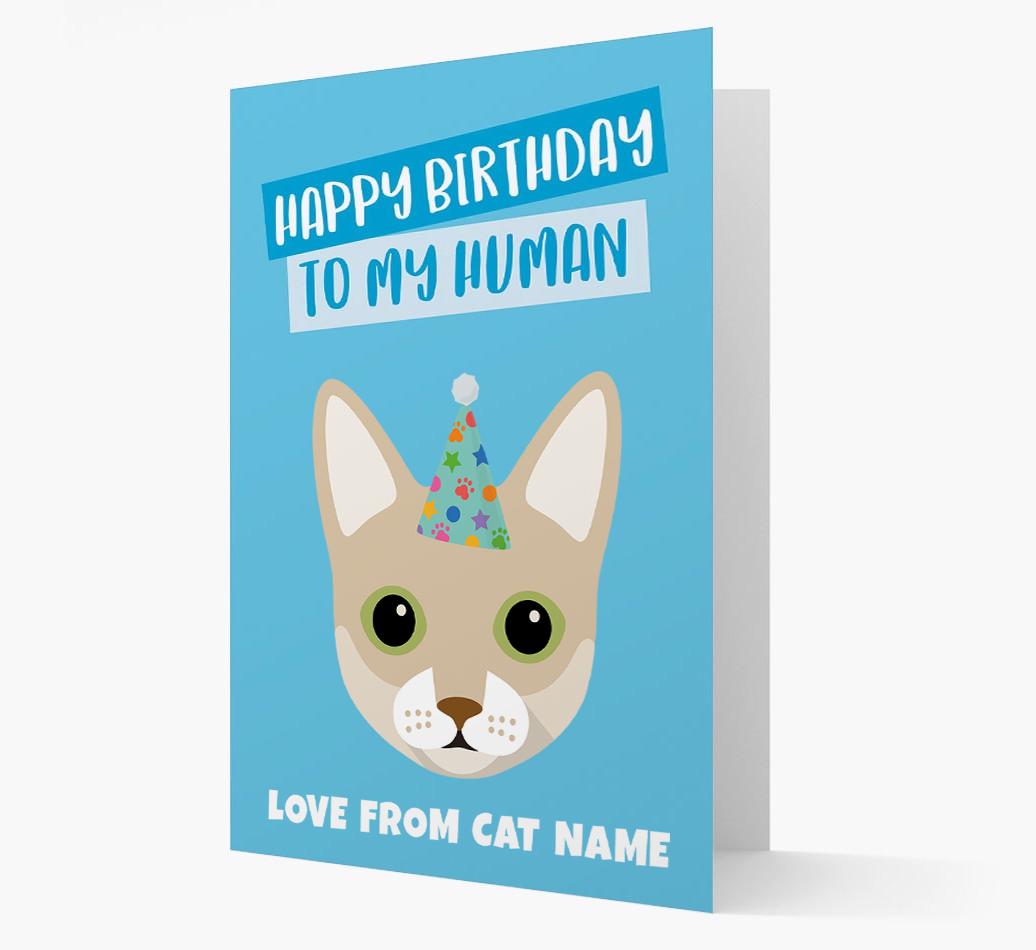 'Happy Birthday to My Human' - Personalized {breedCommonName} Card