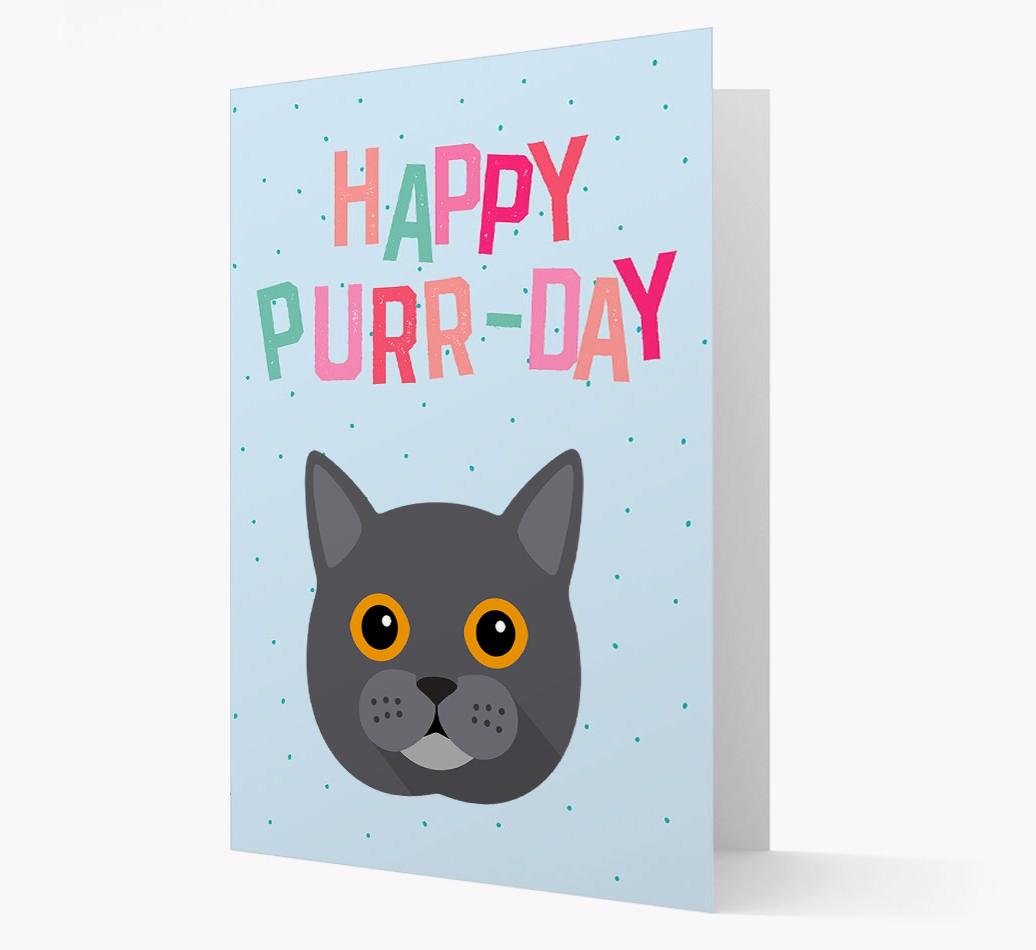 'Happy Purr-Day' - Personalized {breedCommonName} Card