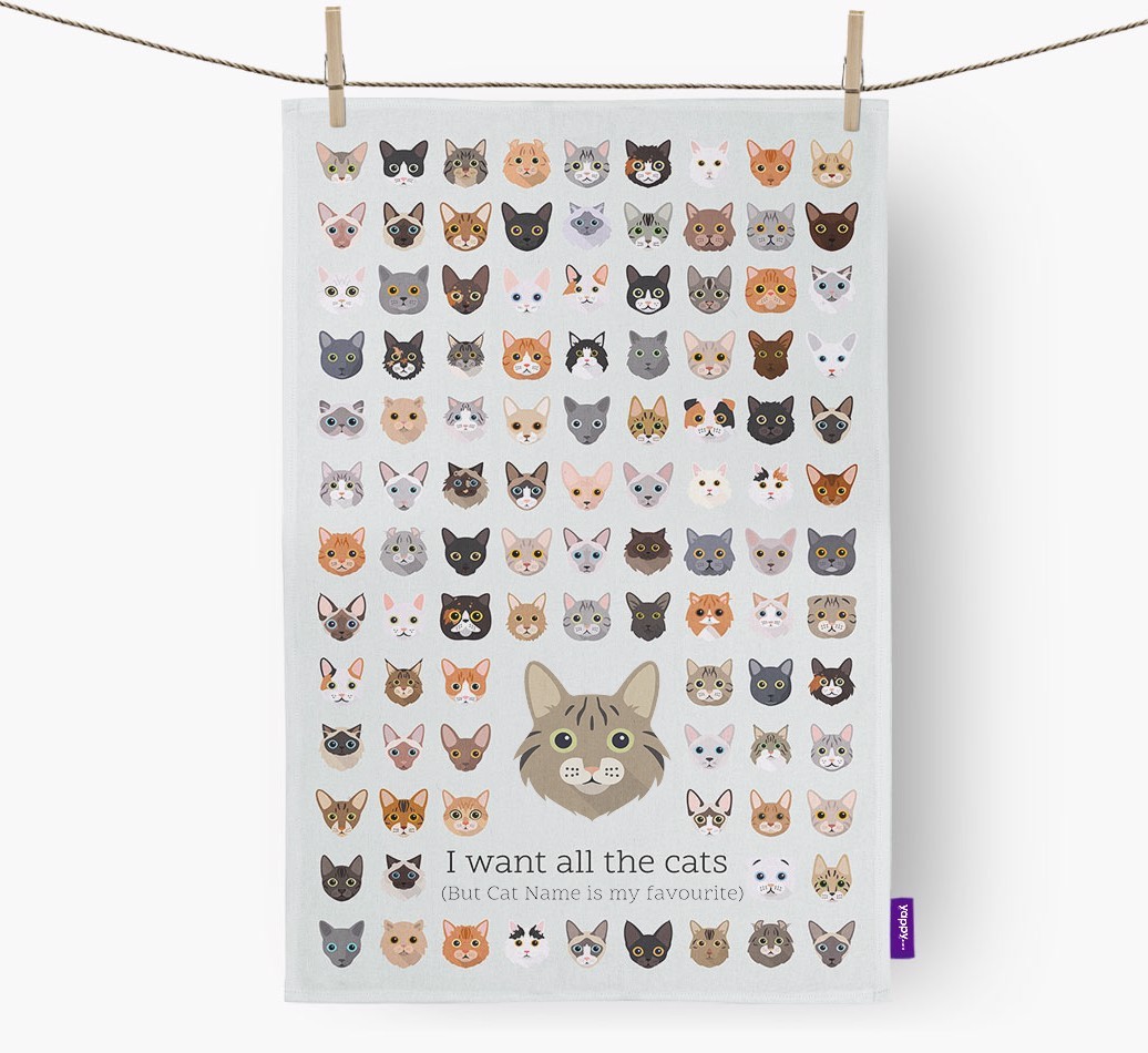 'I Want All the Dogs' - Personalised {breedFullName} Tea Towel