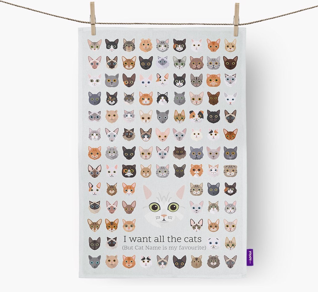 'I Want All the Dogs' - Personalised {breedFullName} Tea Towel