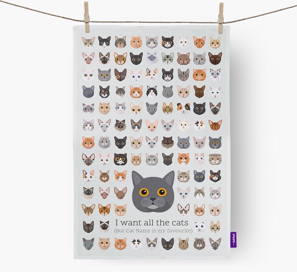 'I Want All the Dogs' - Personalised {breedFullName} Tea Towel
