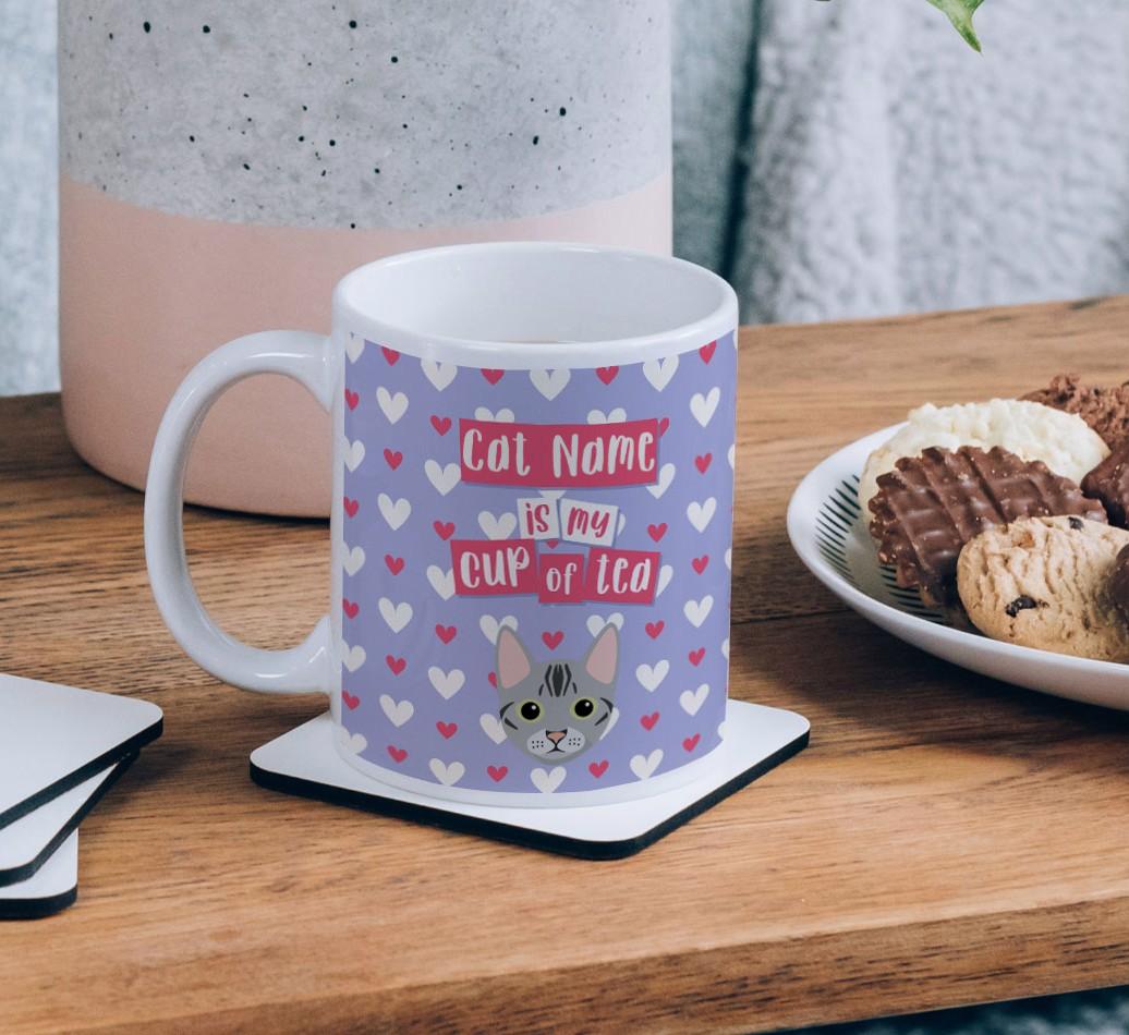 {dogsName} Is My Cup of Tea: Personalized {breedCommonName} Mug