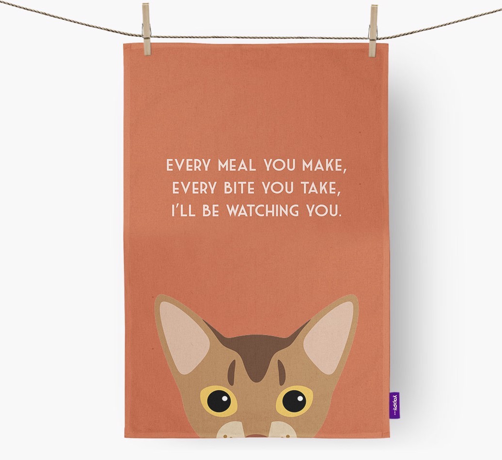 'I'll Be Watching You' - Personalised {breedFullName} Tea Towel