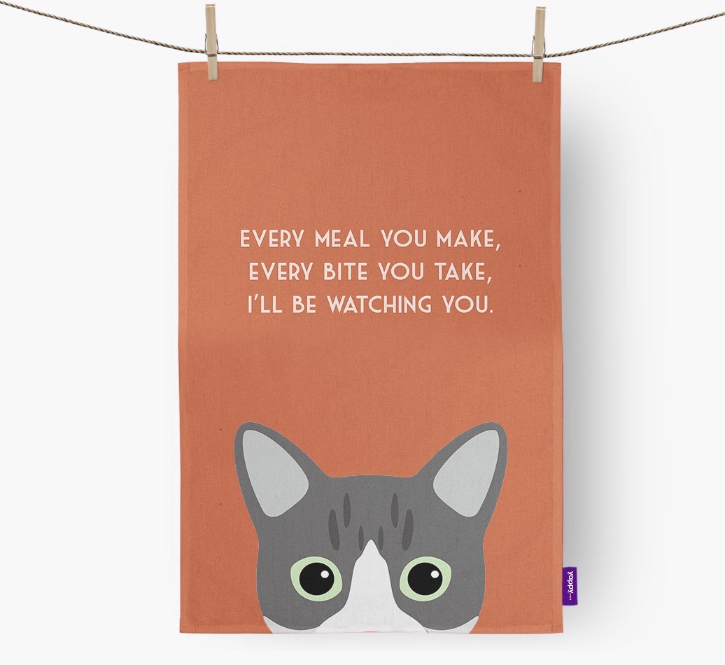'I'll Be Watching You' - Personalised {breedFullName} Tea Towel