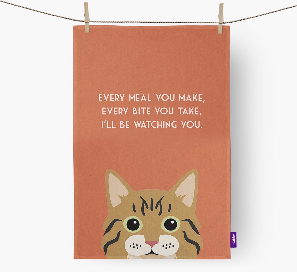 'I'll Be Watching You' - Personalised {breedFullName} Tea Towel