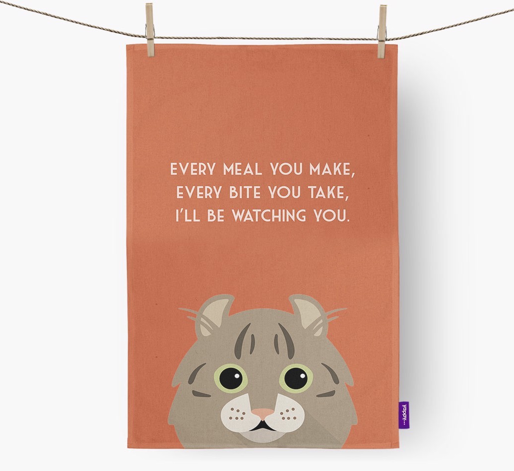 'I'll Be Watching You' - Personalised {breedFullName} Tea Towel