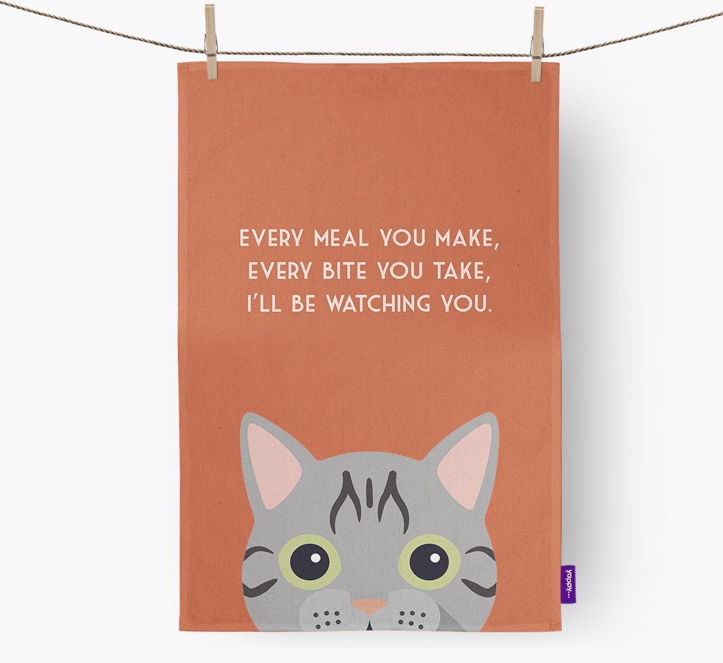 'I'll Be Watching You' - Personalised {breedFullName} Tea Towel