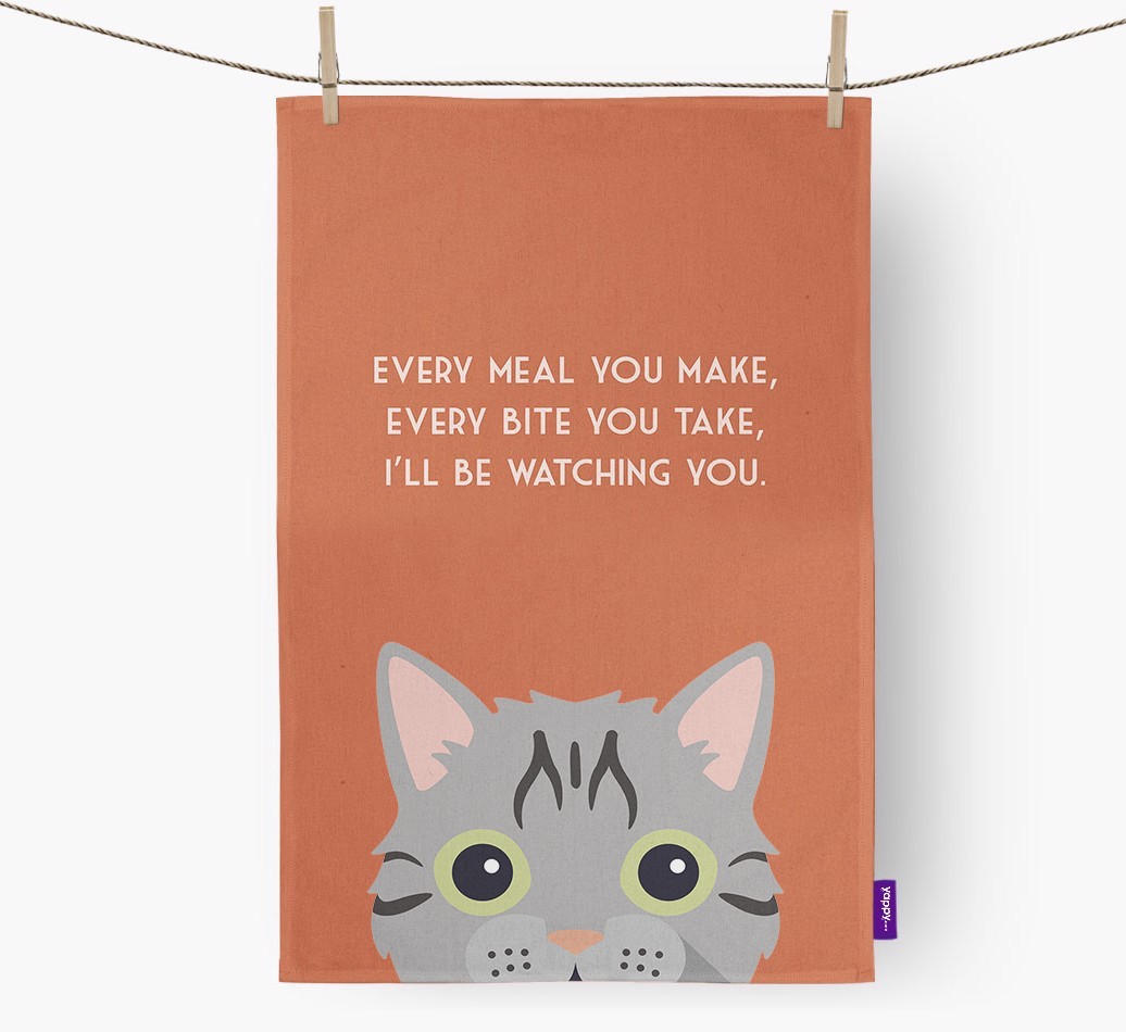 'I'll Be Watching You' - Personalised {breedFullName} Tea Towel