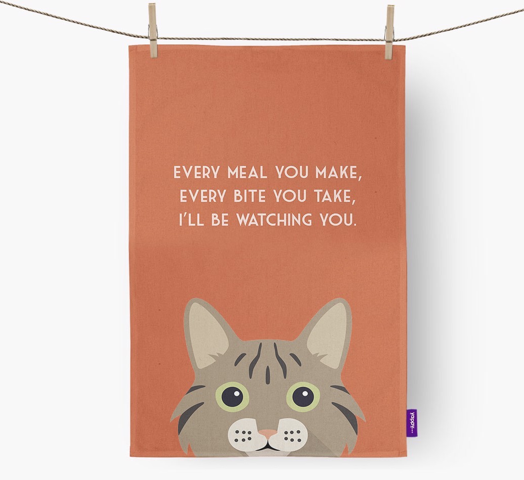 'I'll Be Watching You' - Personalised {breedFullName} Tea Towel