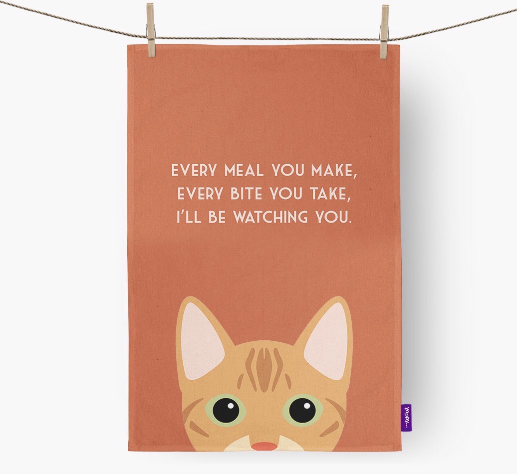 'I'll Be Watching You' - Personalised {breedFullName} Tea Towel