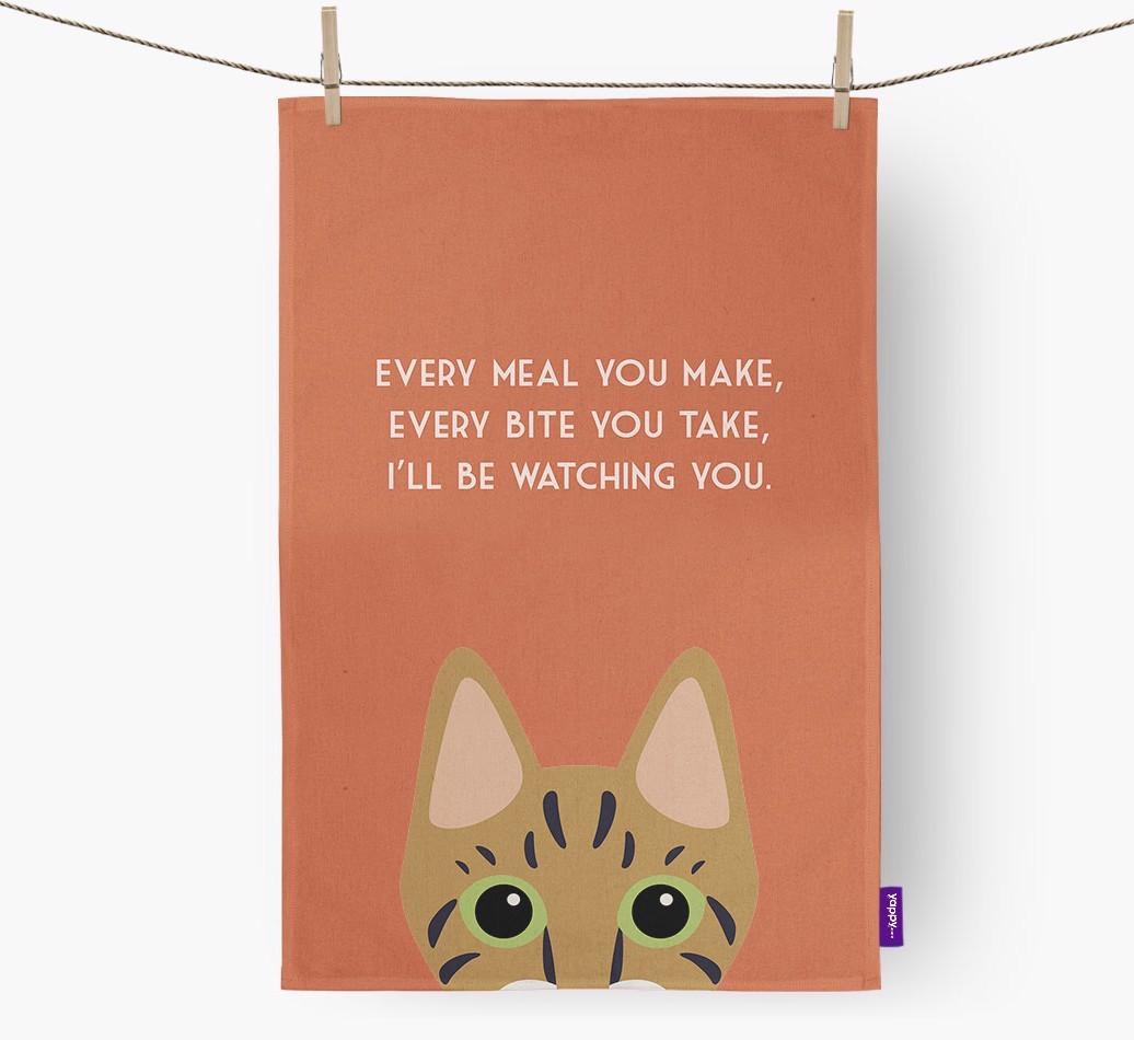 'I'll Be Watching You' - Personalised {breedFullName} Tea Towel