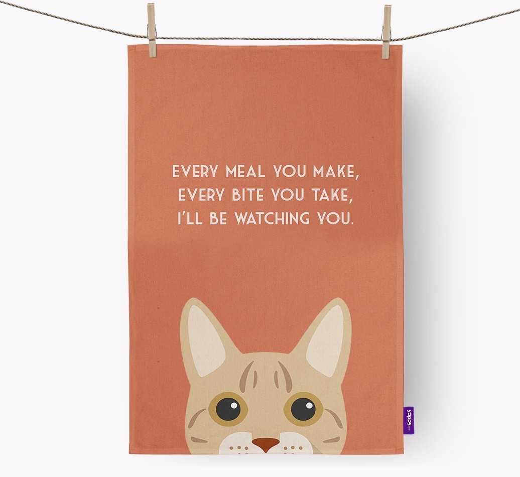 'I'll Be Watching You' - Personalised {breedFullName} Tea Towel