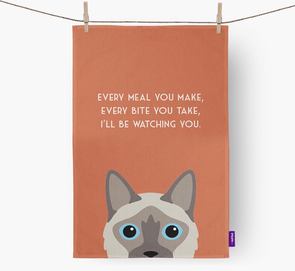'I'll Be Watching You' - Personalised {breedFullName} Tea Towel