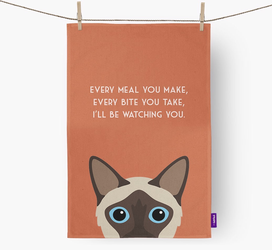 'I'll Be Watching You' - Personalised {breedFullName} Tea Towel