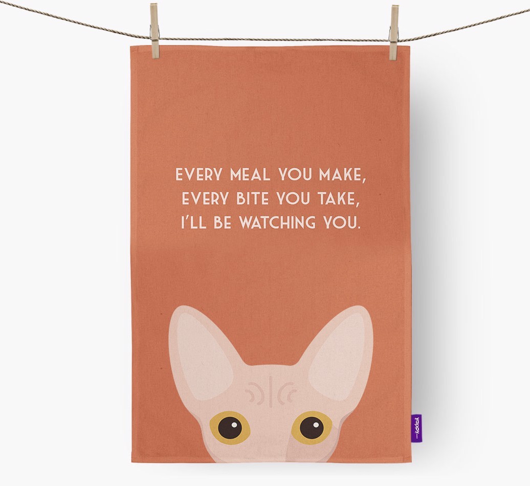 'I'll Be Watching You' - Personalised {breedFullName} Tea Towel