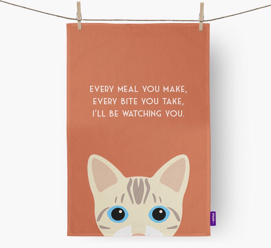 'I'll Be Watching You' - Personalised {breedFullName} Tea Towel