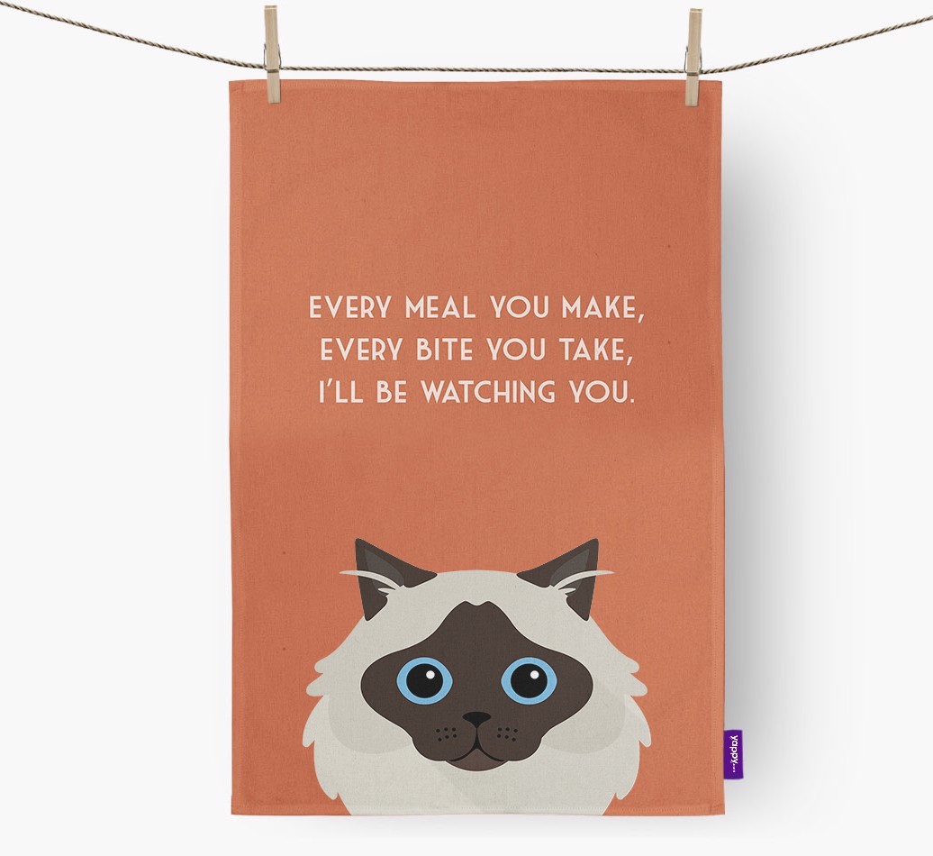 'I'll Be Watching You' - Personalised {breedFullName} Tea Towel