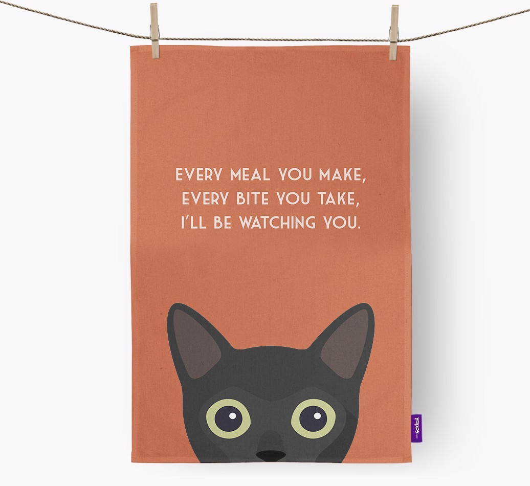 'I'll Be Watching You' - Personalised {breedFullName} Tea Towel