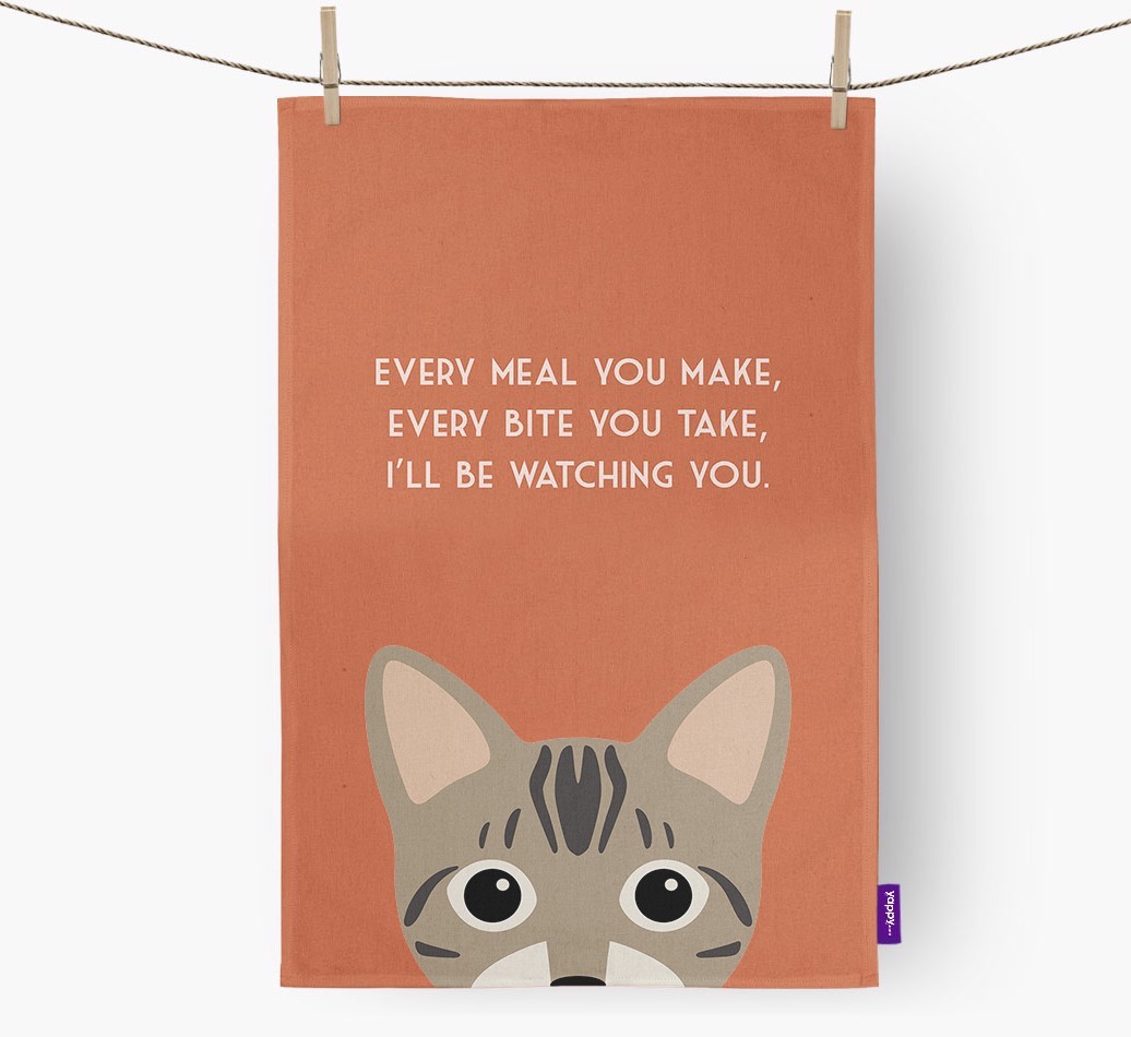 'I'll Be Watching You' - Personalised {breedFullName} Tea Towel