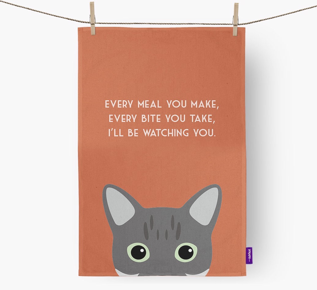 'I'll Be Watching You' - Personalised {breedFullName} Tea Towel