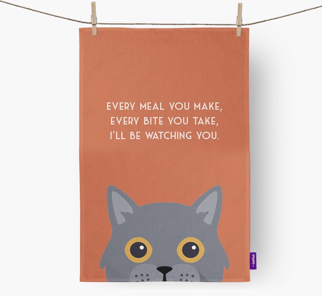 'I'll Be Watching You' - Personalised {breedFullName} Tea Towel