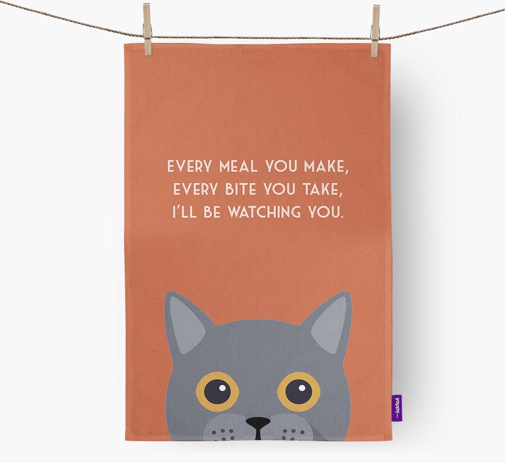 'I'll Be Watching You' - Personalised {breedFullName} Tea Towel