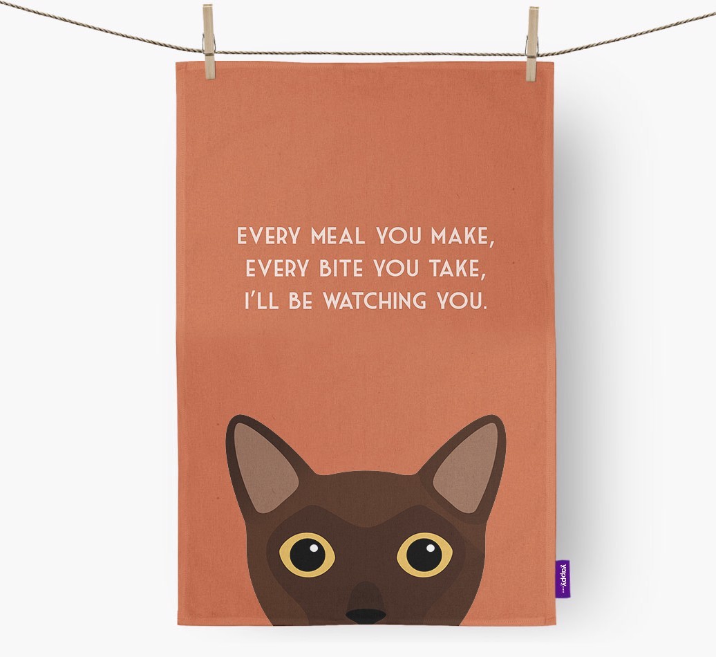 'I'll Be Watching You' - Personalised {breedFullName} Tea Towel