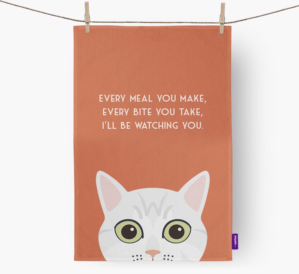 'I'll Be Watching You' - Personalised {breedFullName} Tea Towel