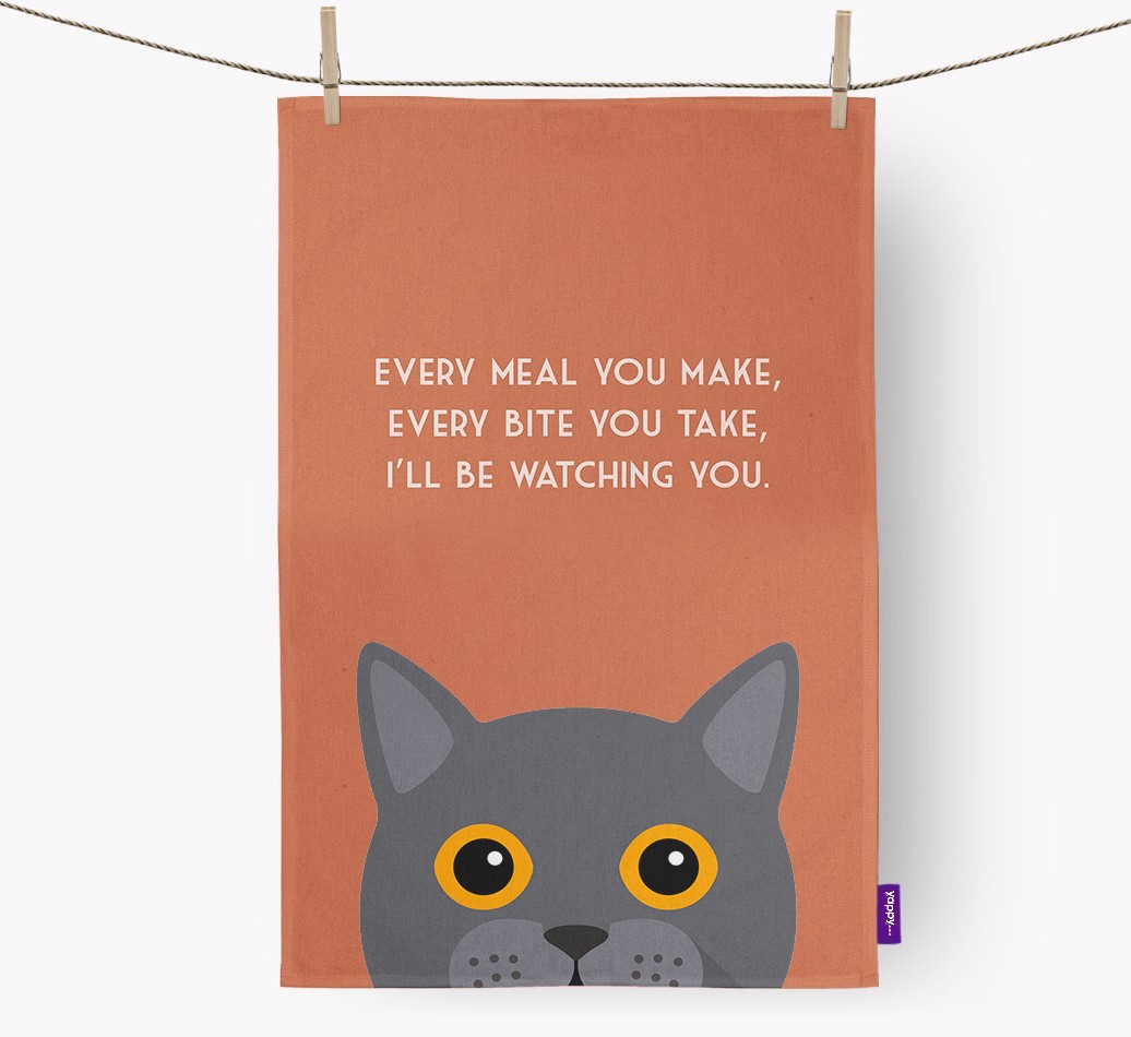 'I'll Be Watching You' - Personalised {breedFullName} Tea Towel