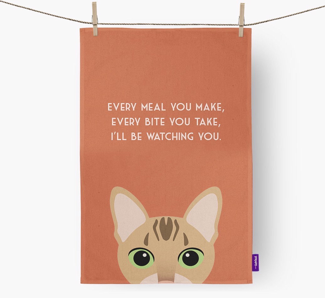 'I'll Be Watching You' - Personalised {breedFullName} Tea Towel