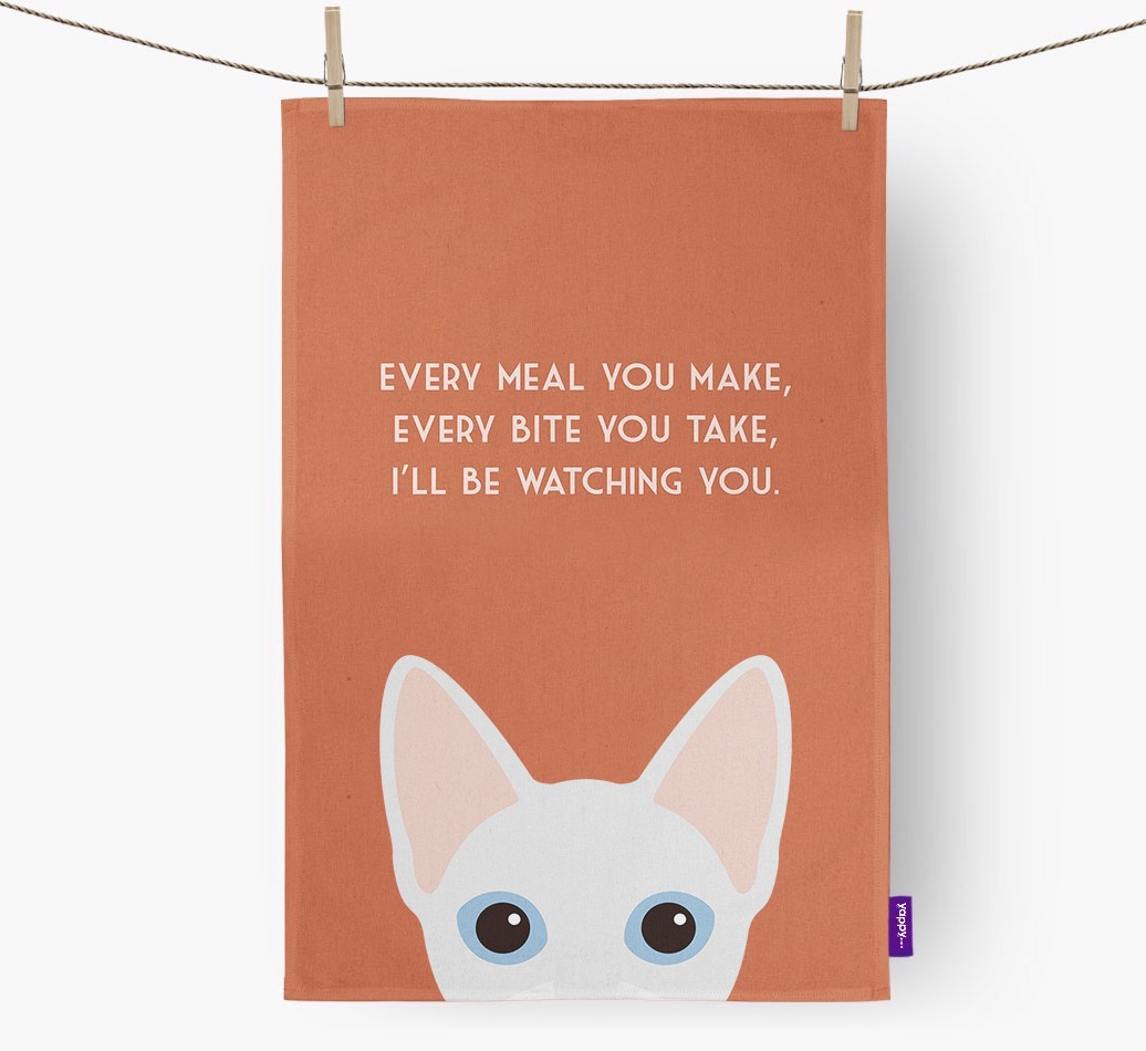 'I'll Be Watching You' - Personalised {breedFullName} Tea Towel