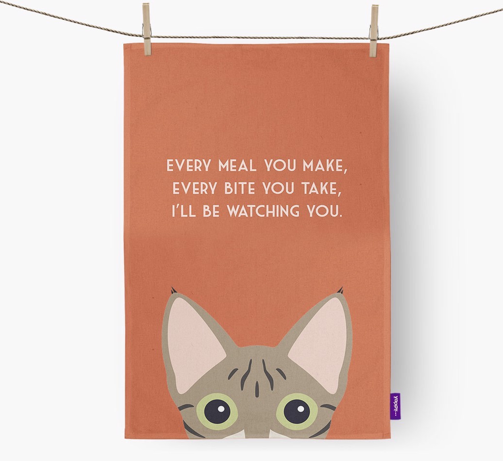 'I'll Be Watching You' - Personalised {breedFullName} Tea Towel