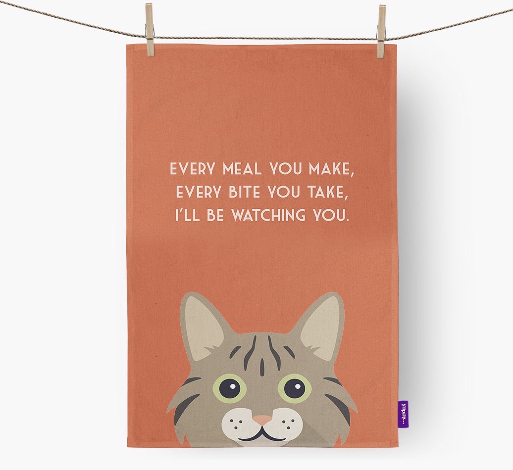 'I'll Be Watching You' - Personalised {breedFullName} Tea Towel