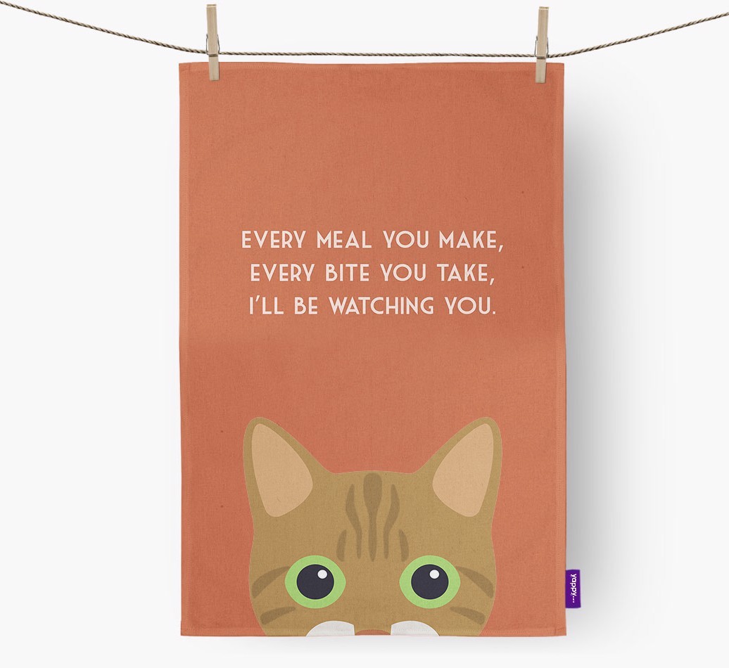 'I'll Be Watching You' - Personalised {breedFullName} Tea Towel