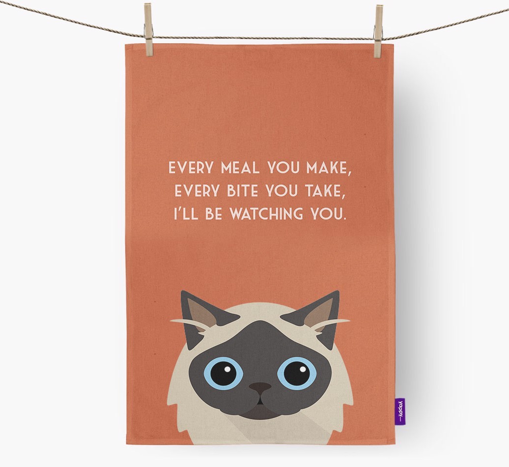 'I'll Be Watching You' - Personalised {breedFullName} Tea Towel