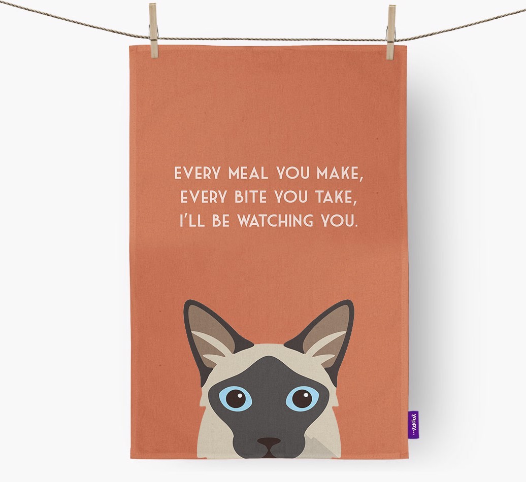 'I'll Be Watching You' - Personalised {breedFullName} Tea Towel