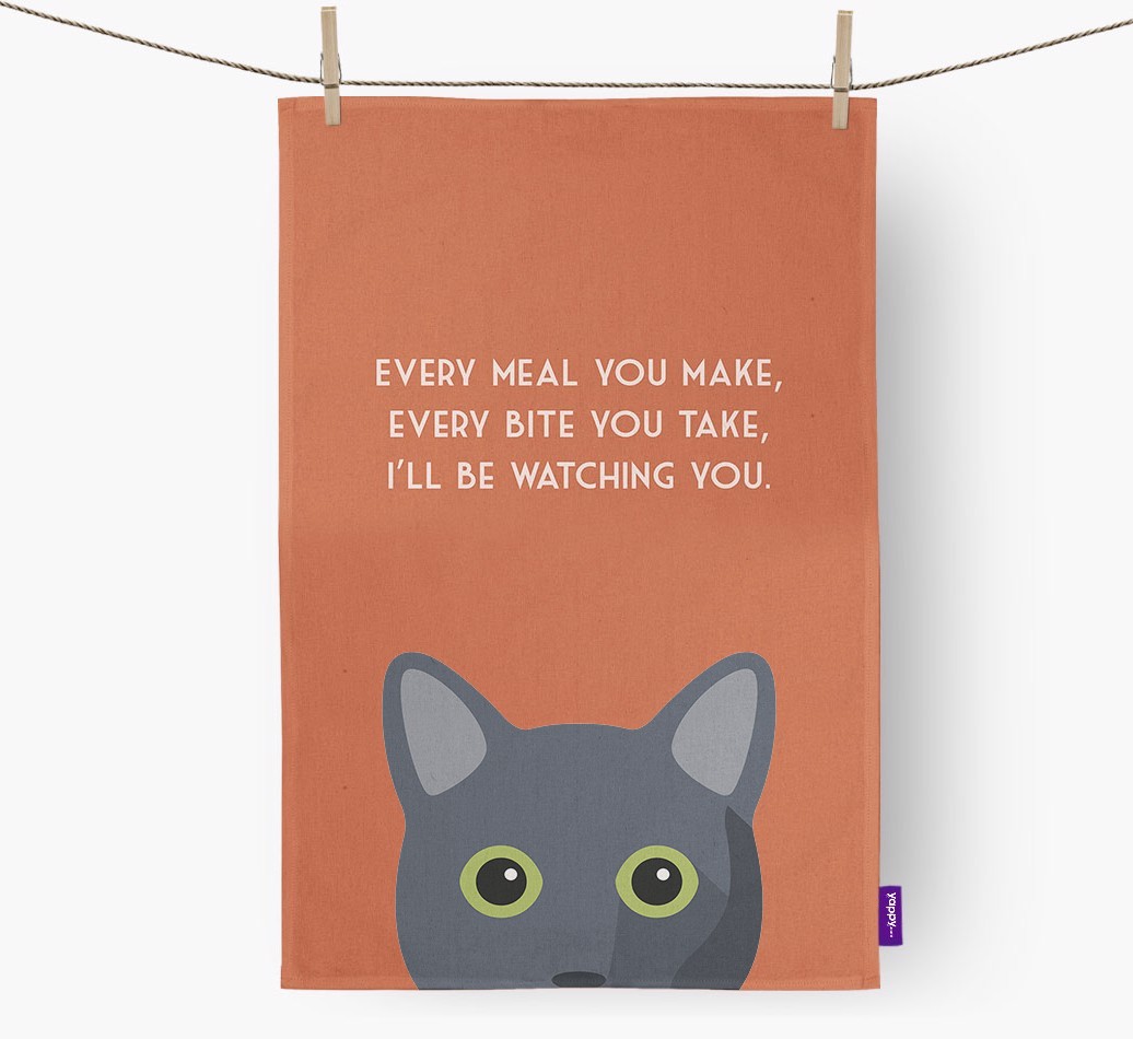 'I'll Be Watching You' - Personalised {breedFullName} Tea Towel