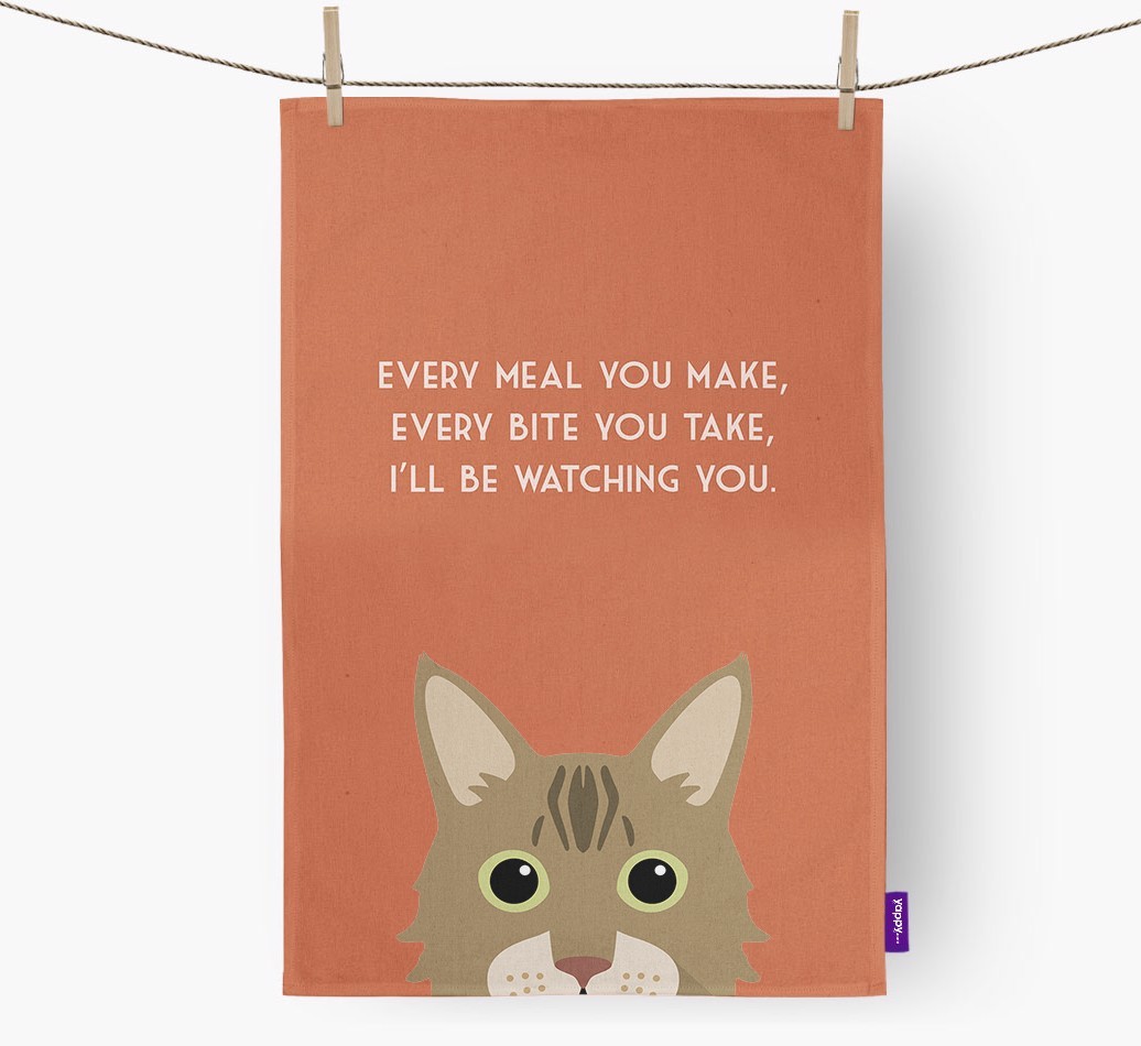 'I'll Be Watching You' - Personalised {breedFullName} Tea Towel