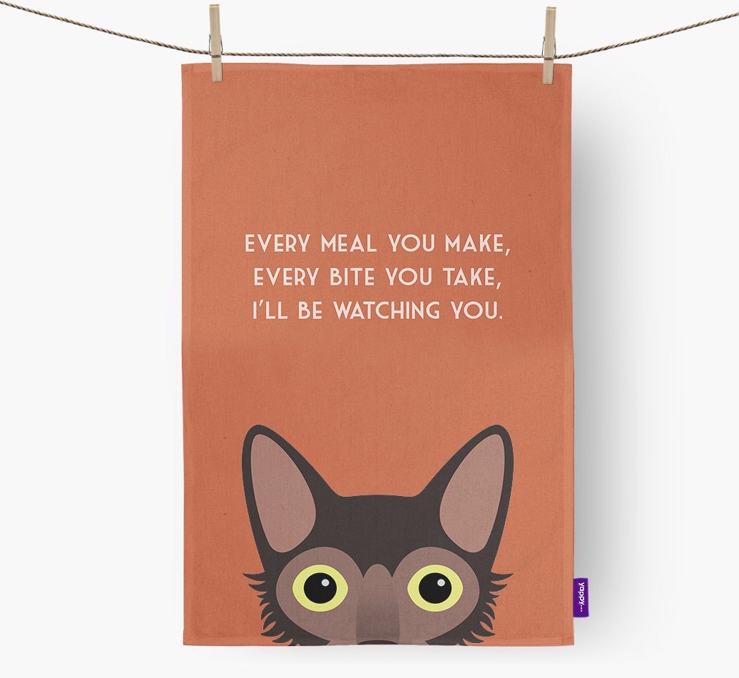 'I'll Be Watching You' - Personalised {breedFullName} Tea Towel